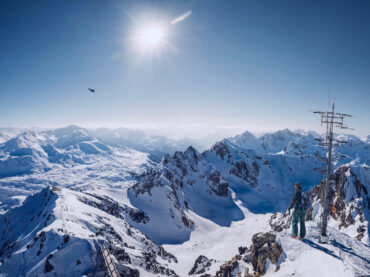 view of snowy mountains in the french alps