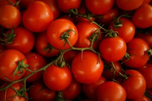 bright red tomatoes yoga vegan food