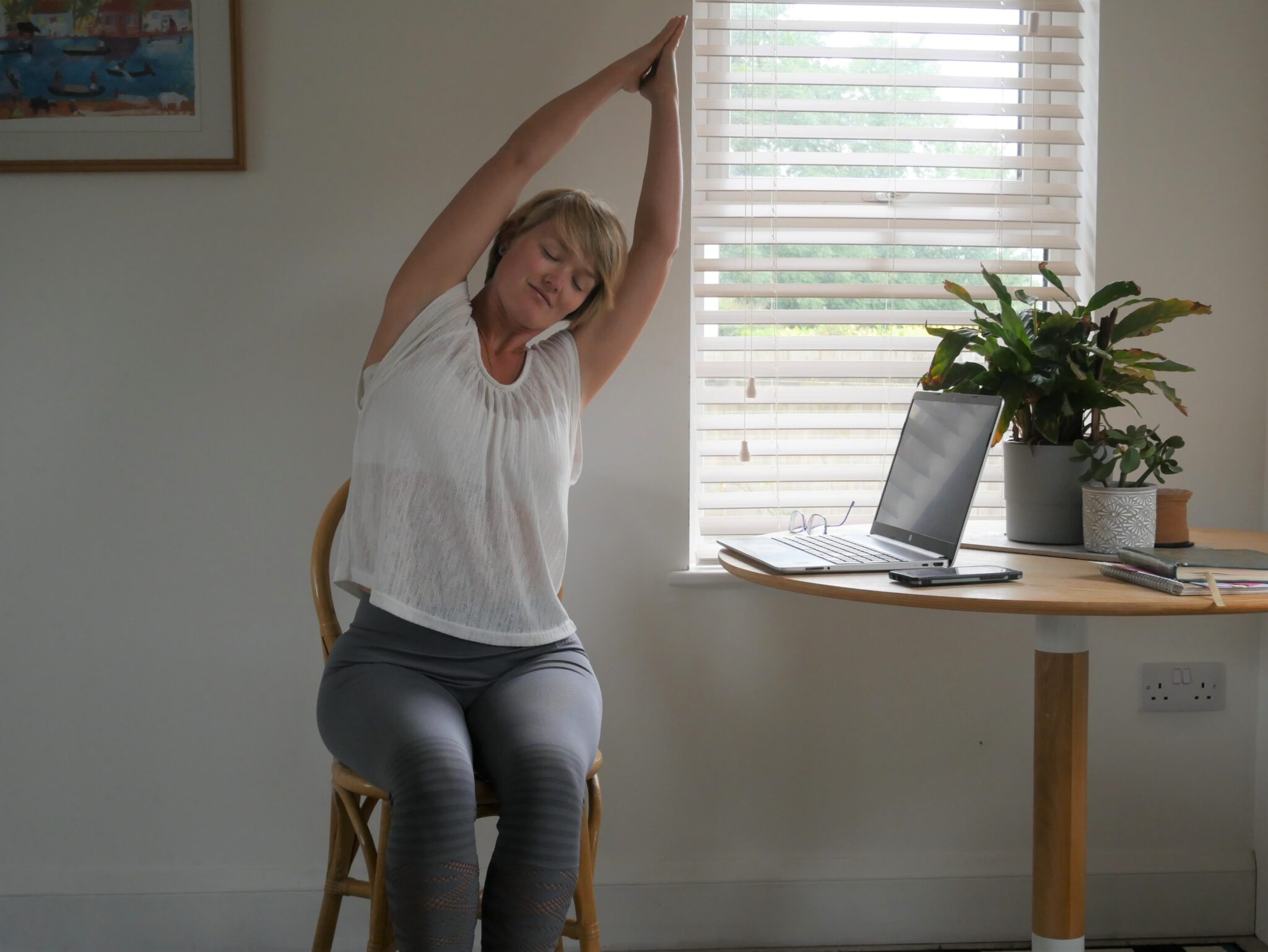 yoga at work desk