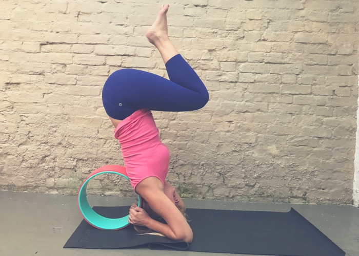 half headstand yoga wheel support