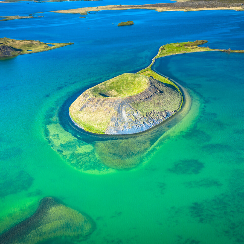 Myvatn lake and island adventure yoga holiday Iceland