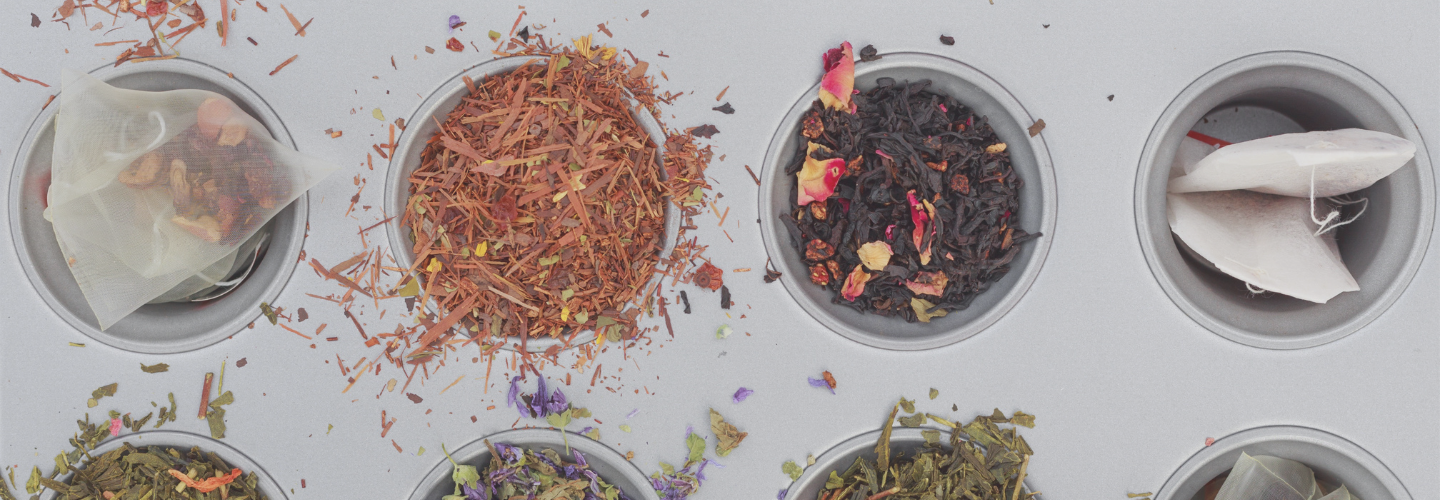 cups of different herbal teas