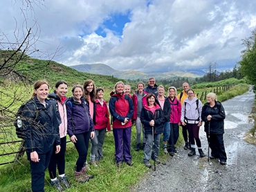 group photo of hikers in the lake district