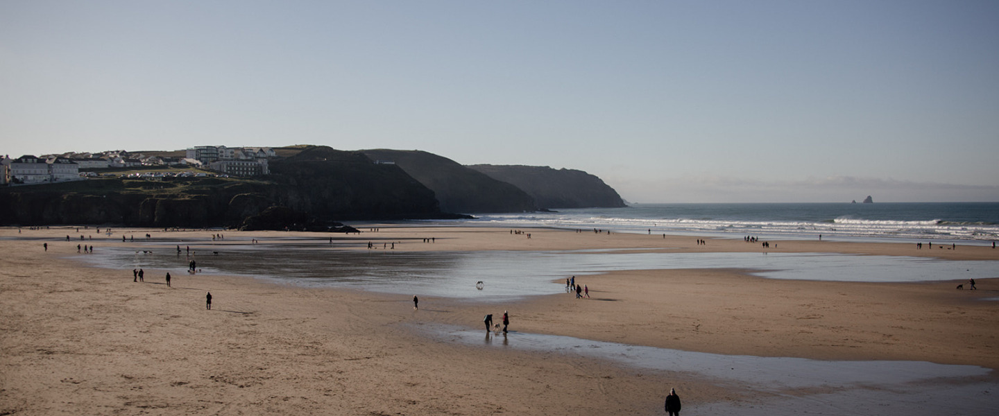 beach with tide out and headland