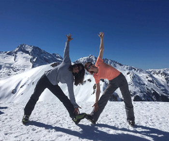 yoga pose in snow france