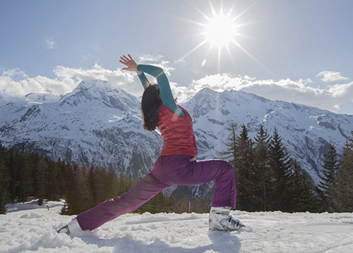 la rosiere ski yoga holiday pose