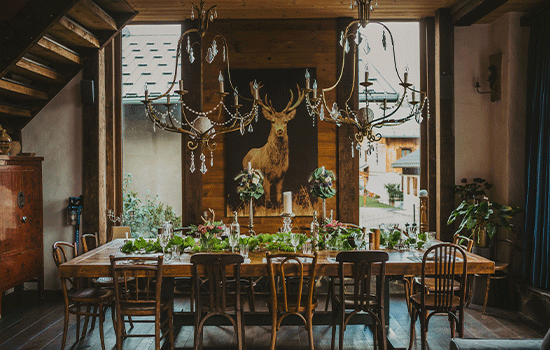 dinign table near moutiers french alps