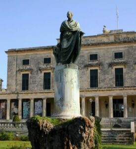 statue outside corfu museum 
