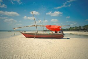 arabic dhow boat on the shore