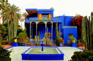 Le Jardin de Majorelle blue building in morocco