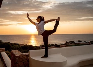 yoga retreat at sunset in corfu 