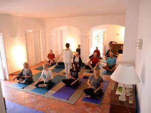 people doing yoga class in sintra portugal