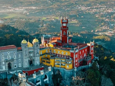 sintra castle drone view in portugal